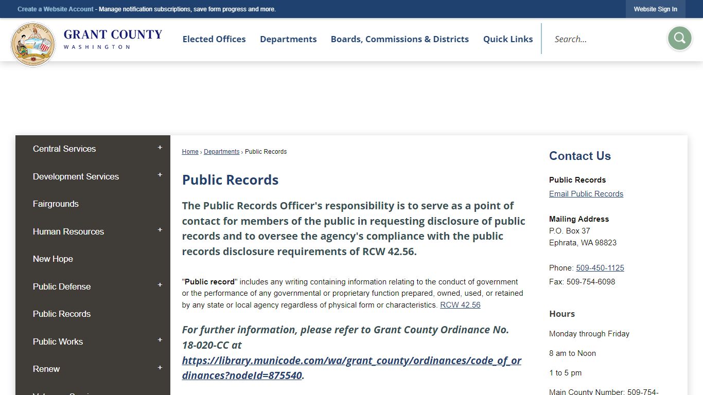 Public Records | Grant County, WA